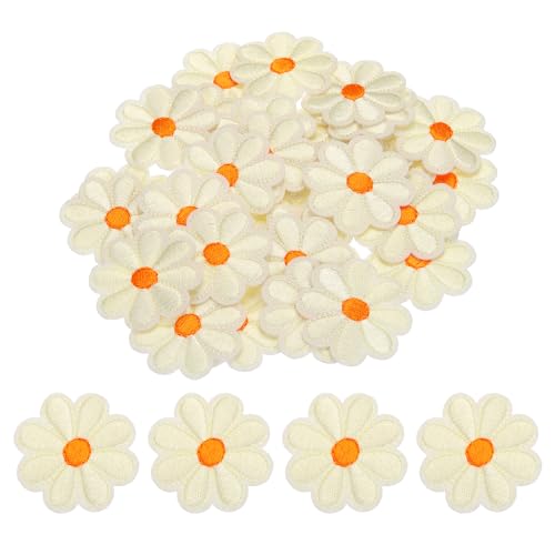 MECCANIXITY Flower Iron-on Patches 90x90mm/3.54x3.54 Pack of 30 Beige - color: Beige