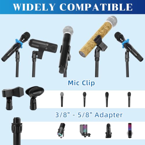 Relaxweex 4 Pcs Tripod Microphone Stand Boom Arm Floor Mic Stand with Carrying Bag and Mic Clips for Singing Stage Wedding Karaoke Church (Vertical Style) - style: Vertical Style