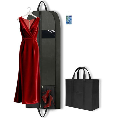 Long Garment Bag 60'' for Womens Dress Long Gowns Hanging Clothes | Dress Bags for Gowns Long Womens Coat,Suit Bag Clothes Cover with Handles Pockets and Zipper for Closet Storage Travel Black - size: 60" 1PK