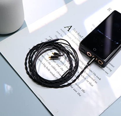 Linsoul Tripowin Zombur 4N OFC in Ear Monitor Cable, 3.5mm Plug, 1.25m | High Purity Oxygen Free Cable HiFi Wired IEM Cable, Cotton Yarn Outer Layer, for Musician Audiophile, w/ Mic, Recessed 2pin - size: Recessed 2-Pin, style: With Mic