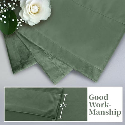 SimpleHome Sage Green Velvet Curtains 84 Inches for Living Room Rod Pocket | Luxury Blackout Velvet Curtains,Thermal Insulated 2 Panels Room Darkening Drapes,Velvet Bedroom Curtains,W52 x L84,2 Panels - color: Sage Green, size: 52"W x 84"L (Pack of 2)