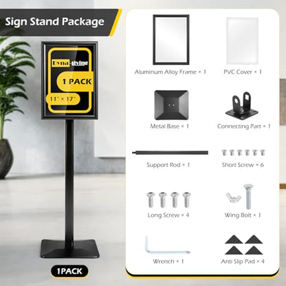 Dyna-Living Sign Holder Stand 11 x 17 Inch Sign Stands for Display, 1 Pack Heavy-duty Pedestal Sign Holder, Adjustable Floor Standing Signs Holders, Poster Holders Stand for A3 Advertising - size: 11'' x 17''-1 Pack