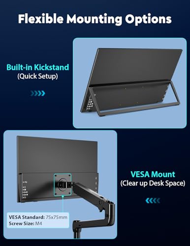 18.5" True Wireless Portable Monitor, 1080P FHD, 10000mAh Battery, Wireless Screen Mirroring (AirPlay/Miracast), Auto Rotation for Phone/Tablet, USB‑C & Mini HDMI, VESA, Protective Sleeve Included - size: 18.5"