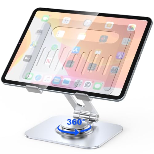 Aluminum Tablet Stand, 360° Rotating iPad Holder Fits 4-13"