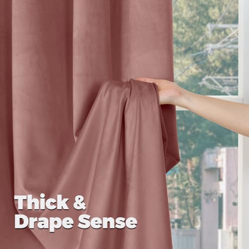 BGment Velvet Curtains 84 inches Long for Living Room, Dusty Rose Pink - color: Dusty Rose, size: 42"W x 84"L (Pack of 2)