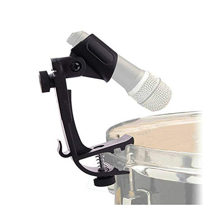 Adjustable Drum Rim Mic Clips, Microphone Mount Clamp (Pack of 2) | Rim-Mount Mic Clips Position Microphones Without a Floor Stand, Check Drum Rim and Microphone Fit Before Purchase