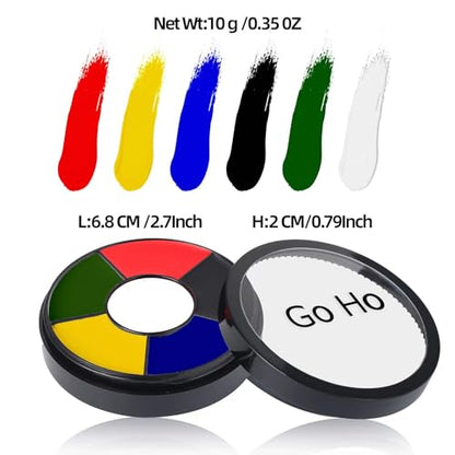 Go Ho 6 Colors Face Body Paint for Game Day 2026,White &Black &Red&Yellow&Green&Royal Blue Face Paint,Waterproof Professional USA Flag Face Painting,Halloween Cosplay SFX Makeup Palette - color: White+Black+Red+Royal Blue+Green+Yellow(SFX Makeup)
