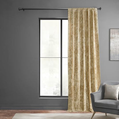 HPD Half Price Drapes Lush Crush Velvet Curtains - Room Darkening Curtain 84 Inches Long for Bedroom & Living Room, Luxury Look, Rod Pocket Design, (1 Panel), 50W x 84L, Gold - color: Gold, size: 50"W x 84"L (Pack of 1)