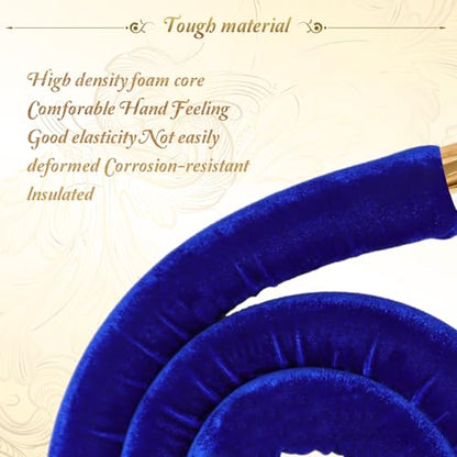 6PCS Blue Velvet Stanchion Rope 5 Ft Crowd Control Ropes Barrier with Gold Hooks for Party - color: Blue&Gold, size: 6PCS
