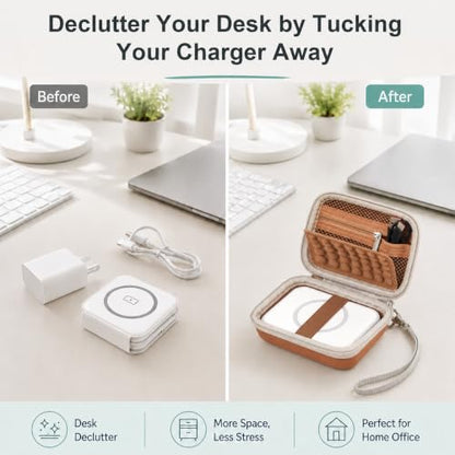 Hard Travel Case for Iseyyox for RTOPS for QUZUDN 3 in 1 Wireless Charger - color: Brown