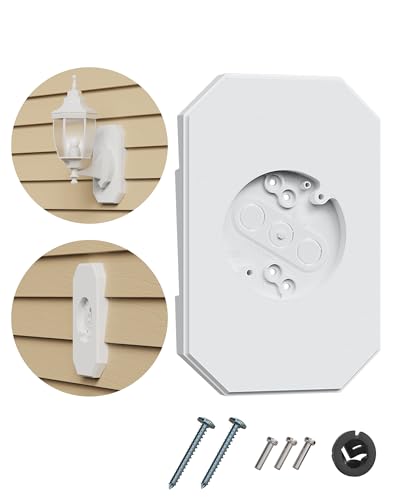 Siding Light Mounting Block, 8141DBL White Outdoor Mounting Plate kit with Built-in Electrical Box, Vinyl Siding Block for 1/2 inch Double, 1 Pack - color: White 8141DBL 1 Pack