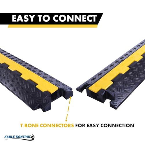 Kable Kontrol Atlas Heavy Duty Cable Protector Ramp - 1 Channel Bulk Wholesale Pallet - 50 Pcs - 39" Long Black & Yellow - 24,000 Lbs Capacity - Rubber Speed Bump Wire Protector Cord Cover - CP9896 - size: 1 Channel - 39" - 50 Units