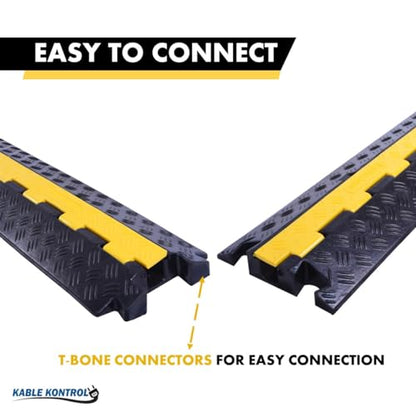 Kable Kontrol Atlas Heavy Duty Cable Protector Ramp - 1 Channel Bulk Wholesale Pallet - 50 Pcs - 39" Long Black & Yellow - 24,000 Lbs Capacity - Rubber Speed Bump Wire Protector Cord Cover - CP9896 - size: 1 Channel - 39" - 50 Units
