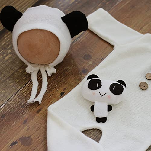 Zeroest Newborn Photography Bear Outfit Baby Photoshoot Props | New Born Boy Girl Hat Clothes Set, Infant Photo Prop Outfits - color: Black and White