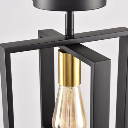 2 Pack Semi Flush Mount Ceiling Light,Black Metal Frame Ceiling Light Fixture with Golden Lamp Cup, Farmhouse Light Fixture for Kitchen Island Entryway Porch Foyer - color: Black Gold
