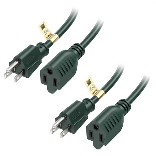 [UL Listed] Cable Matters 2-Pack 16 AWG 13A Power Extension Cord, 10ft - color: Green, size: 10 Feet, style: 2-Pack