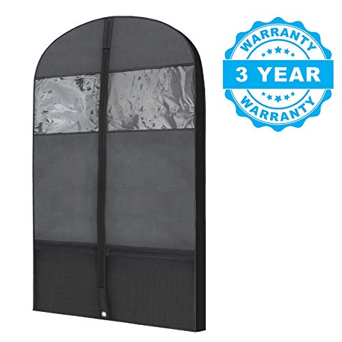 Plixio Gusseted Garment Bags Suit Bag for Travel and Clothing Storage of Dresses, Dress Shirts, Coats— Includes Zipper Pockets and Large Transparent Window (10 Pack: 43" x 24" x 3.4") - size: 10 Pack: 43" x 24" x 3.4"