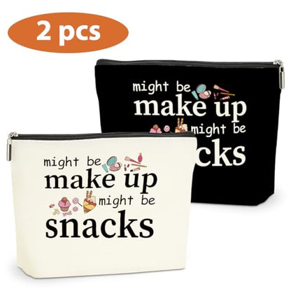 2 PCS Friend Gifts for Women Makeup Bag Snack Bag Funny Gifts Cosmetic Bags | Sister Birthday Christmas Graduation Friendship Gift for Daughter From Mom - might be makeup might be snacks - color: Multicolor 0081