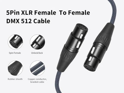 2-Pack 5Pin XLR Female to Female,1.2FT,DMX512 5 PIN XLR Female to Female,5 PIN DMX Cable Adapter Microphone Cable dmx512 5PIN Female to Female Adapter - color: 5-Pin XLR Female to Female