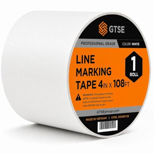 GTSE - White Vinyl PVC Floor Tape 4 inch x 108ft Safety Marking Tape | Safety Marking Tape for Gyms, Warehouses & Dance Floors - Durable Vinyl, High Visibility - color: White, size: 4" x 108 ft