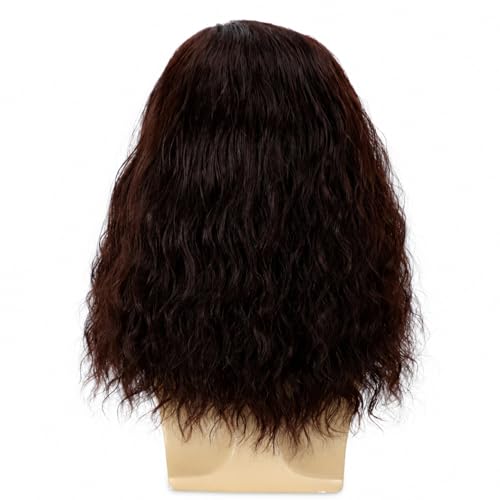 Mens Brown Curly Wig Mid Length Wavy Synthetic Hair Wigs for Men Male Costume Party Cosplay Halloween or Fun (14inch, Dark Brown) - color: Short Dark Brown