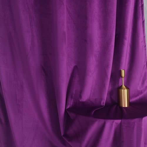 Purple Velvet Curtain Set- Curtains with Bows for Living Room/Bedroom W52 x L84-inch, 2 Panels - color: Purple, size: 52"W x 84"L (Pack of 2)