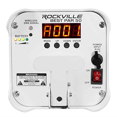Rockville Best PAR 50 White Rechargeable LED Par Wash Light, Wireless DMX, 4x6W RGBWA+UV LEDs, 4400mAh Battery, 6500 Lux Output, Compact for DJs, Stage, Weddings, Parties | 15-Hour Rechargeable Battery, RGBWA, UV, IRC Remote, Sound Activated, Flicker Free