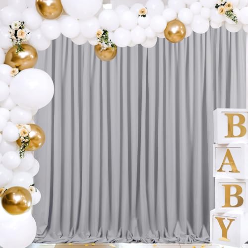 Gray Curtain Backdrop Panel Wall Wedding Background Patio Birthday - color: Gray, size: 2Pcs 5Ftx8Ft