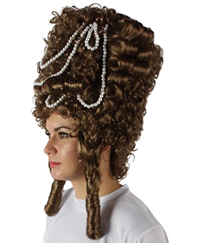 HPO Adult Women's Baroque French Revolution Queen Marry Wig, Light Brown, Breathable Capless Cap, Flame-retardant Synthetic Fiber - color: Light Brown