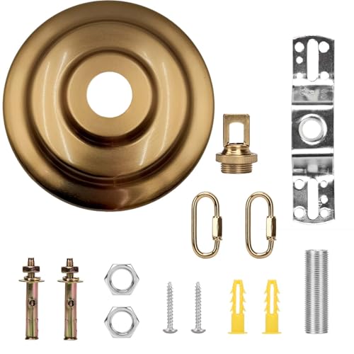 KC&KST 5" Ceiling Light Cover Plate Canopy Kit - Heavy Duty, Black Steel Cover for Chandelier/Pendant/Swag Light, Includes Loop, Cross Bar and Mounting Screws (Bronze) - color: Bronze