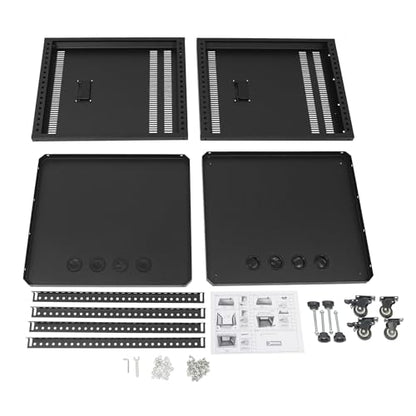 12U Stereo & Server Rack with Caster Wheels, Rolling Network Cabinet,Open Frame,Carbon Steel AV Equipment Stand with Side Handles (12U B) - size: 12U B