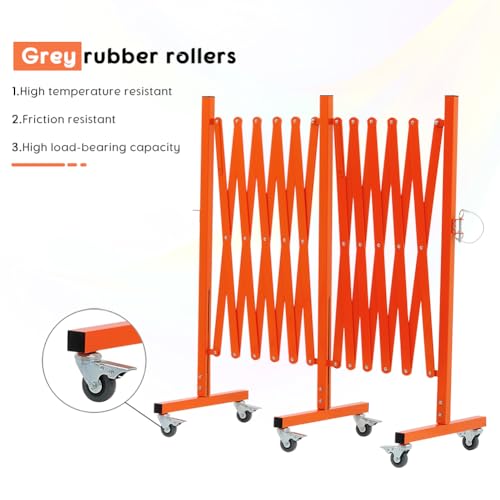 GYMTIME Expandable Metal Barricade, Portable Safety Barrier with Casters, Flexible Mobile Security Gate, Adjustable Traffic Fence for Shopping Mall, School, Warehouse, Orange, 16 Feet - size: 41 in-16 Feet(H-L), style: 16 Feet New Orange
