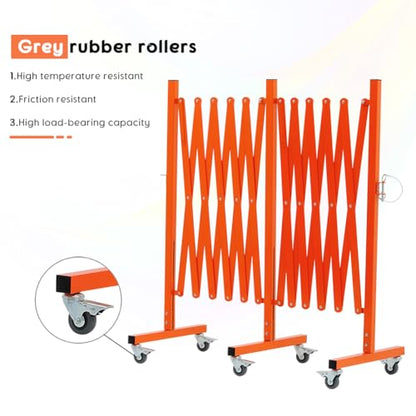 GYMTIME Expandable Metal Barricade, Portable Safety Barrier with Casters, Flexible Mobile Security Gate, Adjustable Traffic Fence for Shopping Mall, School, Warehouse, Orange, 16 Feet - size: 41 in-16 Feet(H-L), style: 16 Feet New Orange