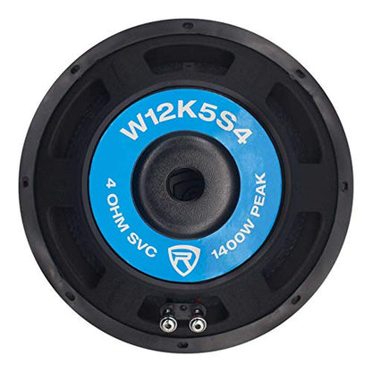 Rockville K5 W12K5S4 1400W Peak 350W RMS 12-Inch Car Audio Subwoofer, 4 Ohm, Deep Bass, High Power Handling, Durable Build, for Car Audio Enthusiasts - style: 12” 4 Ohm