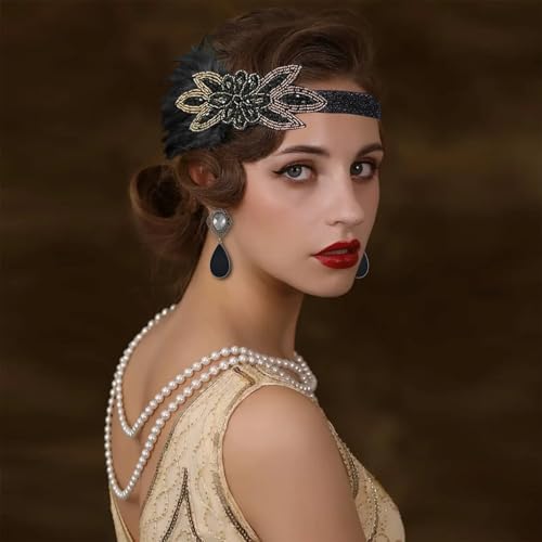 RIOSO 1920s Accessories for Women Flapper Gatsby Roaring 20s Accessories Costume Black - style: Style B