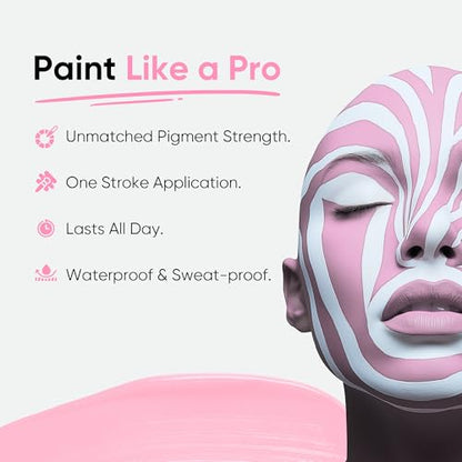 Blue Squid PRO Pastel Pink Face Paint Stick - Waterproof Body Paint for Adults & Kids Pink Eye Black Baseball, Eyeblack Softball -Hypoallergenic TwistUp NonToxic Makeup Stick for Cosplay, Sports & SFX - color: Pastel Pink
