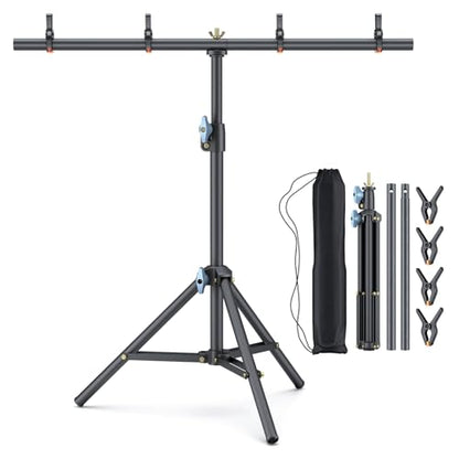LINCO Lincostore Small Backdrop Stand 2.2x2.6ft T-Shape Portable Table Top Backdrop Stand with Carrying Bag, 4 Spring Clamps for Photography Mini Backdrop