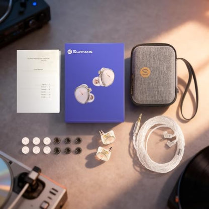 Surfans M10 Hybrid IEM Earbuds, 1DD+1BA Wired in-Ear Headphones with 4-Core Silver-Plated OCC Cable, Detachable 0.78mm 2-Pin, 3.5mm HiFi Earphones, Transparent