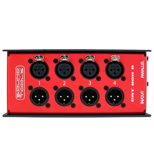 Sound Tools CAT Box 8 Analog Audio Over CAT Stagebox – 4 Male, 4 Female XLR | Passive Audio DMX AES3 COM Transport – etherCON Daisy Chain – Analog Audio Over Cat Cable with Phantom Power Support