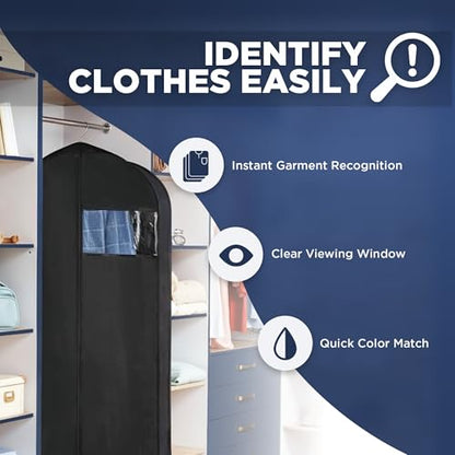 Garment Bags for Hanging Clothes 3-Pack - Travel Suit Closet Covers for Men and Women - Long Dress, Mens Jackets, Coats, Shirts, Dance Clothing Protector - Zipper Hanger Wardrobe Dust Cover (42 Inch) - size: 42-Inch, 3-Pack