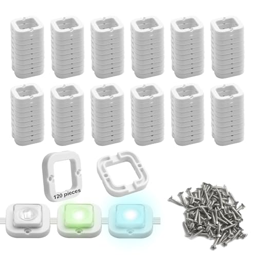 120 Sets,Light Clips Upgraded Version for Govee Outdoor Light （Square） | Secure Mounting Brackets,Equipped with matching screws for Various Surfaces like Wood, Steel Siding etc - color: white-2-120