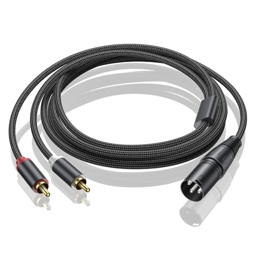 (16 FT) Dual RCA to XLR Male Y Splitter Patch Cable, Unbalanced 2 RCA/Phono Plug to 1 XLR Splitter Duplicator Lead Y-Cable Adapter - size: 16 ft