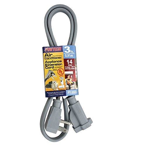 Heavy duty 3 FT Air Conditioner and Major Appliance Extension Cord UL Listed 14 Gauge, 125V, 15 Amps, 1875 Watts GROUNDED 3-PRONGED CORD - size: 3 FEET