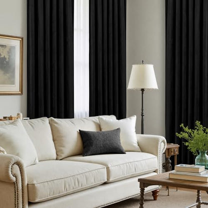 LAMIT Velvet Blackout Curtains for Bedroom 78 Inch Length, 2 Panels, Black | Halloween, Room Darkening, Thermal Insulated, Living Room Curtains, Privacy Window Drapes, Rod Pocket Back Tab, 52 x 78 Inch - color: Black, size: 52"W x 78"L (Pack of 2)
