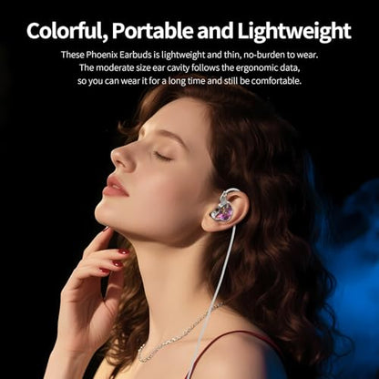 keephifi KBEAR Phoenix Wired Earbuds IEMs, Purple with Mic | in Ear Headphones with 10mm DD+PET Driver, Stereo Clear Sound Gaming Headphones, in Ear Monitor for Music Gaming - color: Purple