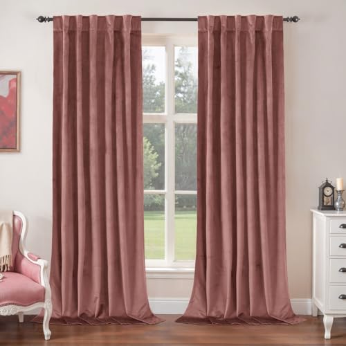 BGment Velvet Curtains 84 inches Long for Living Room, Dusty Rose Pink - color: Dusty Rose, size: 42"W x 84"L (Pack of 2)