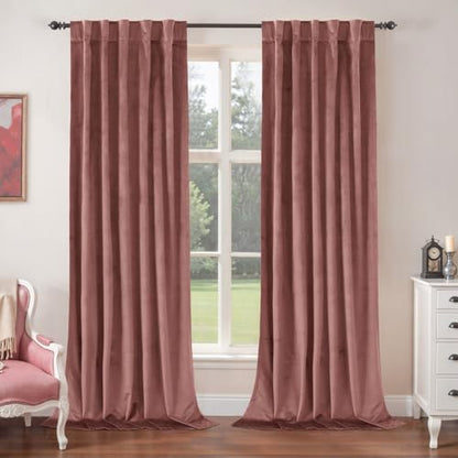 BGment Velvet Curtains 84 inches Long for Living Room, Dusty Rose Pink - color: Dusty Rose, size: 42"W x 84"L (Pack of 2)