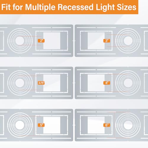 Neoaider New Construction Mounting Plate for 2” to 6” Recessed LED Light | 24 Pack, Galvanized Steel Rough-in Wafer Light Bracket w/Symmetric Round Holes, LED Recessed Lighting Housing Plate - color: Fit 2 to 6, size: 24 Pack