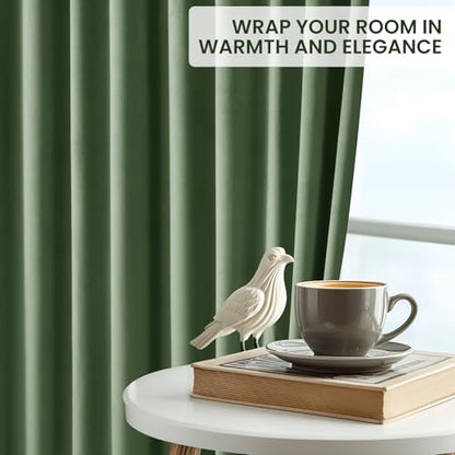 Green Velvet Curtains 84 Inches Long, Thermal Insulated Olive Green Blackout Curtains for Living Room Bedroom Curtain Set Rod Pocket Back Tab Room Darkening Drapes, 2 Panel Olive Green - color: 08-olive Green (Velvet ), size: 52"W x 84"L (Pack of 2)
