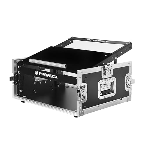 PRORECK 4U Rack/Road Case With Slant Mixer Top, 20'' Rackable Depth, Plywood, 4U Installation Size, Pro Stage Performance - size: 4U